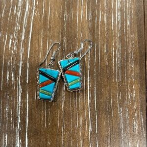 Vibrant Turquoise and Silver Earrings